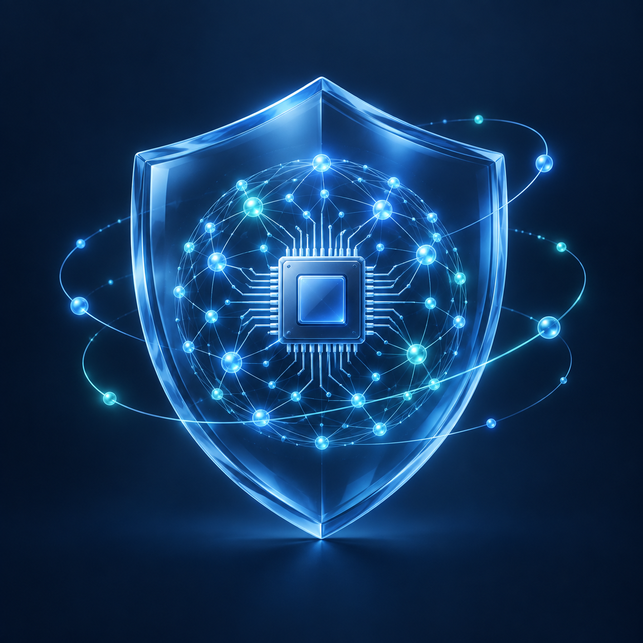 AI processor and connected network protected by a cybersecurity shield